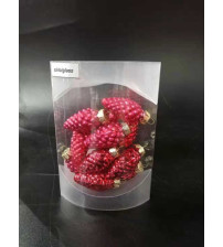 45mm玻璃松果 红/每PVC盒装12pcs