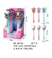 女孩声光音乐摇摆音效魔法棒6PCS（2款各3色混装）(不含税 neto）